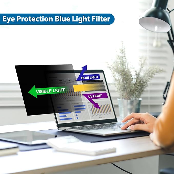 【2 pack】 16 Inch Laptop Privacy Screen Protector, 16:10 Aspect Removable Anti-Glare Blue Light Filter Protector - Scratch Resistant Data Privacy Screen Protecto