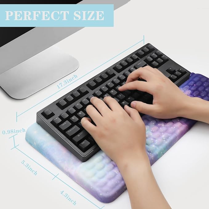Ergonomic Keyboard Stand with Wrist Rest, Computer Wrist Support Pad, Tilted Keyboard Riser Holder Lift Tray with Wrist Pad, Easy Typing, Comfy Soft Memory Foam Desk Cushion for Office