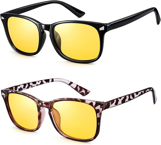 Polarized Sunglasses for Women Men, Night Driving Glasses Anti Glare Yellow Lens UV 400 for Day Night Use