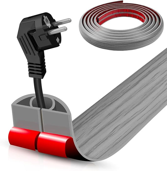 Floor Cord Cover Self Adhesive Cord Hider,10FT Cable Management, Extension Strip Protector for Wires, Prevent Cable Trips for Offices, Gyms, Exhibitions Cavity:0.39"(W) x 0.27"(H) Gray Wood by DBHXXMB-HH