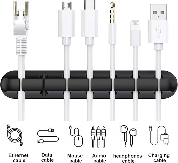SOULWIT Cable Holder Clips, 3-Pack Cable Management Cord Organizer Clips Silicone Self Adhesive for Desktop USB Charging Cable Nightstand Power Cord Mouse Cable Wire PC Office Home - Image 2