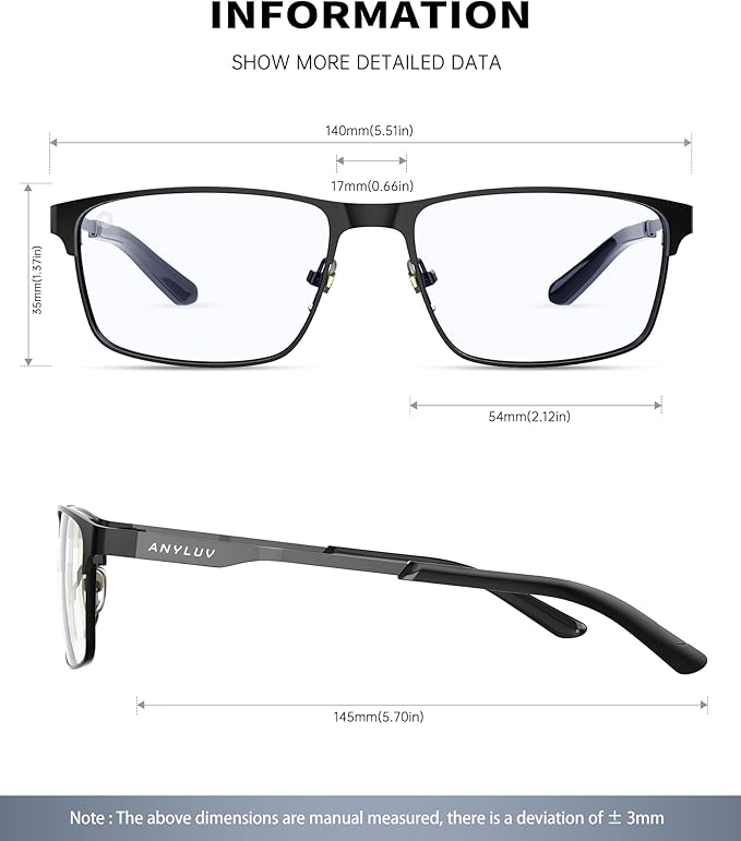 ANYLUV Blue Light Glasses for Men/Women, Lightweight Blue Light Blocking Glasses, Anti-Eye Strain Computer Glasses for Gaming