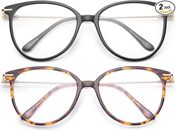 Gaoye Blue Light Blocking Glasses - Trending Round TR90 Frames, Metal Arms, UV400 Protection - Matching Soft Case