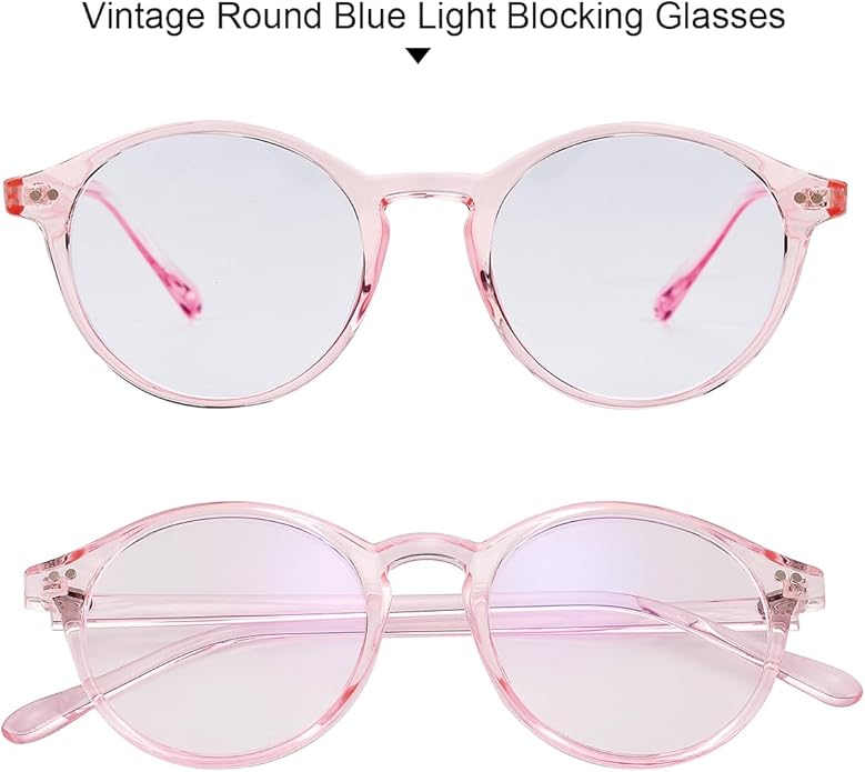 Gleyemor Blue Light Glasses for Men Women, Vintage Round Frame Computer Eyeglasses