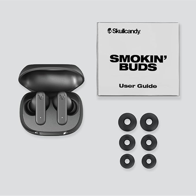 Skullcandy Smokin’ Buds Wireless Earbuds, Bluetooth Headphones, Noise Isolating Fit, Up to 20 Hours Battery, IPX4 Sweat and Water Resistant, Microphone for iPhone Android - Preppy Sage
