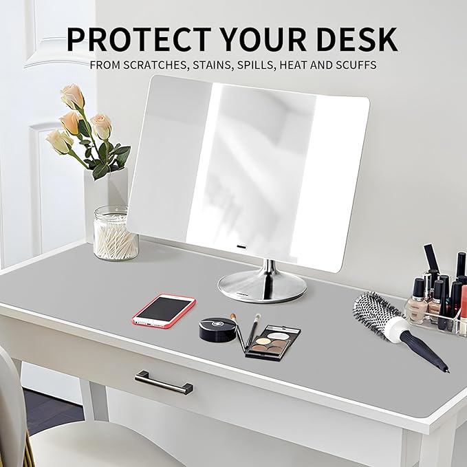 Large Office Leather Desk Mat, Large Mouse and Keyboard Pad, Laptop Pad, Desktop Protector(Gray, 31.5 in. x 15.7 in.)