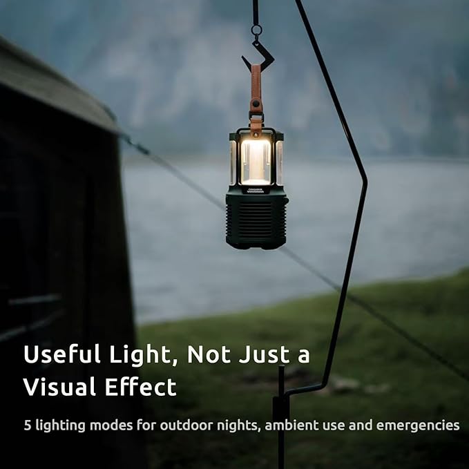 Dreamwave Conqueror Lantern Speaker, 30W RMS / 60W Max Portable Outdoor Camping Bluetooth Speaker with Light, 29H Playtime, IP66 Waterproof Dustproof, Bass & Treble EQ, TWS Stereo, Arctic White