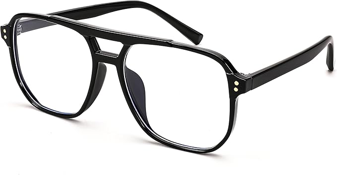 FEISEDY Blue Light Blocking Glasses Fake Nerd Clear Square Computer Lightweight Pilot Glasses Frame Oversized B2866