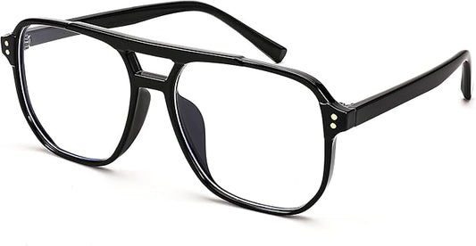FEISEDY Blue Light Blocking Glasses Fake Nerd Clear Square Computer Lightweight Pilot Glasses Frame Oversized B2866
