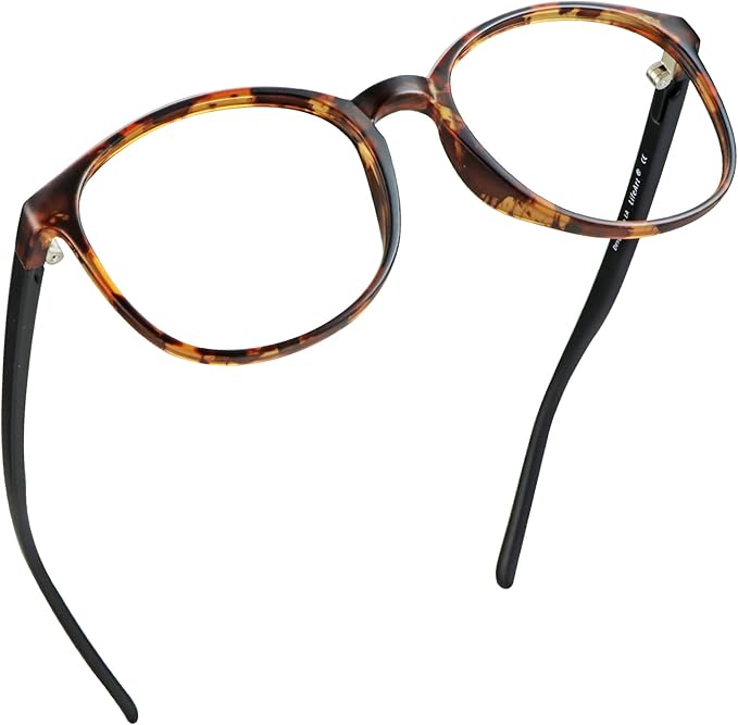 LifeArt Round Blue Light Blocking Glasses, Computer Glasses, Gaming Glasses, TV Glasses for Women Men (Tortoise, 6.00 Magnification)
