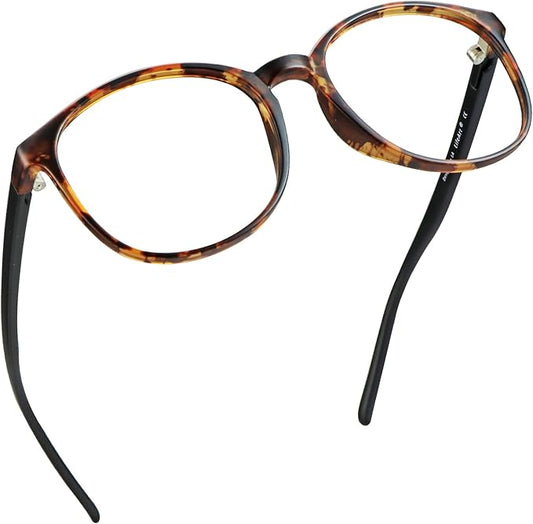 LifeArt Round Blue Light Blocking Glasses, Computer Glasses, Gaming Glasses, TV Glasses for Women Men (Tortoise, 3.00 Magnification)