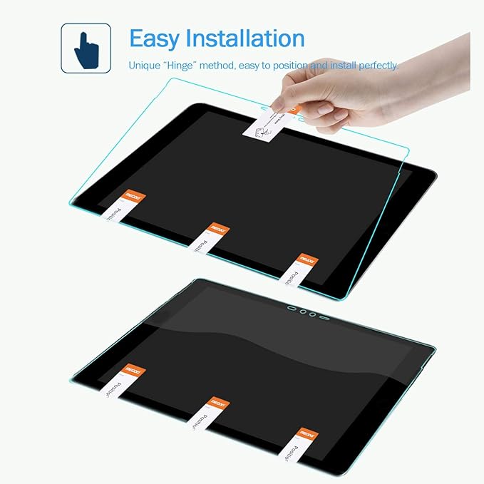 Megoo Screen Protector (2 Pack) for Microsoft Surface Go 4/3/2/1, 9H Tempered Glass, Anti-Drop, Hydrophobic, Oleophobic, 24.1 x 17.1 cm, 10.5 inch, 2 Pieces