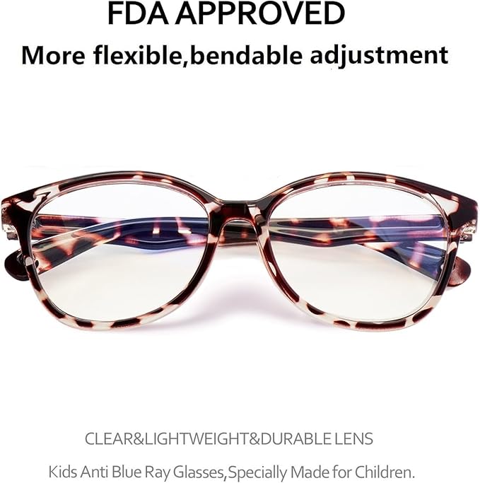 Blue Light Glasses for Kids Girls Boys with Cute Car Case, UV400 Protection, Anti Blue Ray Age3-12