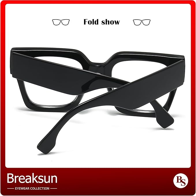 Breaksun Fashion Oversized Blue Light Blocking Glasses for Women Men Trendy Big Square Frame Computer Eyeglasses