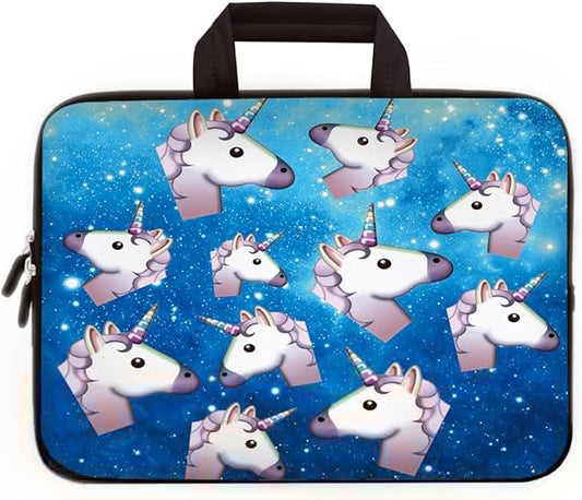 14 15 15.4 15.6 inch Laptop Handle Bag Computer Protect Pouch Holder Notebook Sleeve Neoprene Cover Soft Carrying Travel Case Fit Dell Lenovo Toshiba HP Chromebook ASUS Acer(Blue Unicorn)