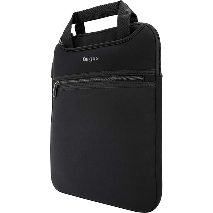 Targus Vertical Slipcase Laptop Messenger Bag, Black - Hideaway Handles with Cross Shoulder Strap and Protective Padding, Fits 14" Laptop (TSS913)