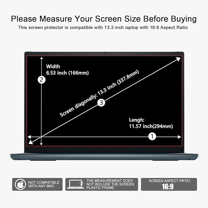 2-Pack 13.3 Inch Laptop Eye Protector Anti-Blue Anti Glare Filter Screen Protector,Compatible with HP/Dell/Sony/Asus/Samsung/Lenovo/Acer/MSI/LG/Razer Blade 13.3in(Aspect Ratio 16:9) Laptop