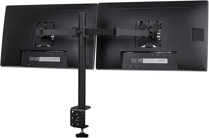 Mount-It! Dual Monitor Mount | Double Monitor Desk Stand | Two Heavy Duty Full Motion Adjustable Arms Fit 2 Computer Screens 17 19 20 21 22 24 27 Inch | VESA 75 100 | C-Clamp and Grommet Base