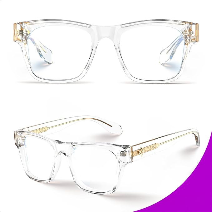 VISOONE Square Blue Light Blocking Glasses TR90 Clear Lens for Women Men BONA