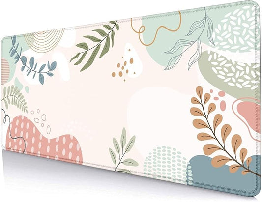 Green Pink Desk Mat, Colorful Abstract Boho Large Computer Extended Mouse Pad Cute, Desk Pad, Long Mousepad for Laptop, Non Slip Writing Pad for School Office Home, 31.5x11.8 in