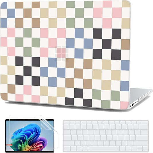 G JGOO Case for Microsoft Surface Laptop 15 inch Touchscreen Copilot + PC 2024 (7th Edition) Model 2037, Protective Plastic Hard Shell Case with Keyboard Cover & Screen Protector, Colorful Checkered