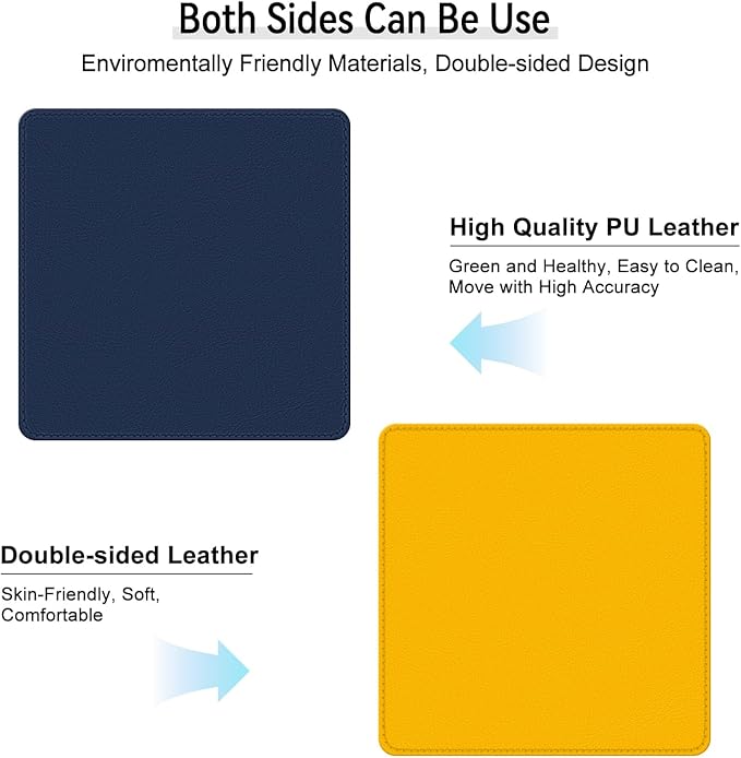 Dual Sided Leather Desk Mat - Waterproof Desk Pad - Ideal for Large Mouse Pad and Desk Mats on Top of Desks (Dark Blue, 11"*8")