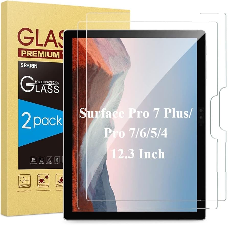SPARIN [2 Pack] Screen Protector for Surface Pro 7 Plus/Surface Pro 7 / Surface Pro 6 / Surface Pro (5th Gen) / Surface Pro 4, Tempered Glass with Surface Pen Compatible/Scratch Resistant