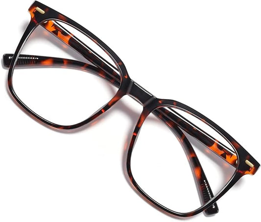 Oversized Square Blue Light Blocking Glasses for Women Men, Anti-Fatigue Computer Monitor Glasses Reduce Eye Strain