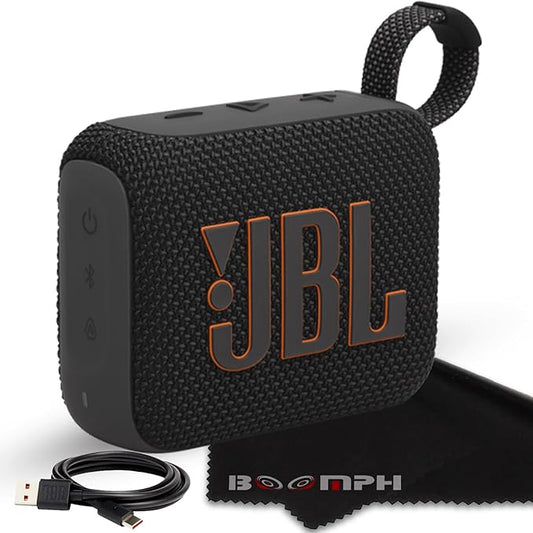 JBL Go 4 Portable Bluetooth Wireless Speaker, IP67 Waterproof and Dustproof Built-in Battery - Black - Boomph's Comprehensive Ultimate Performance Cloth Solution for Your On-the-Go Sound Experience