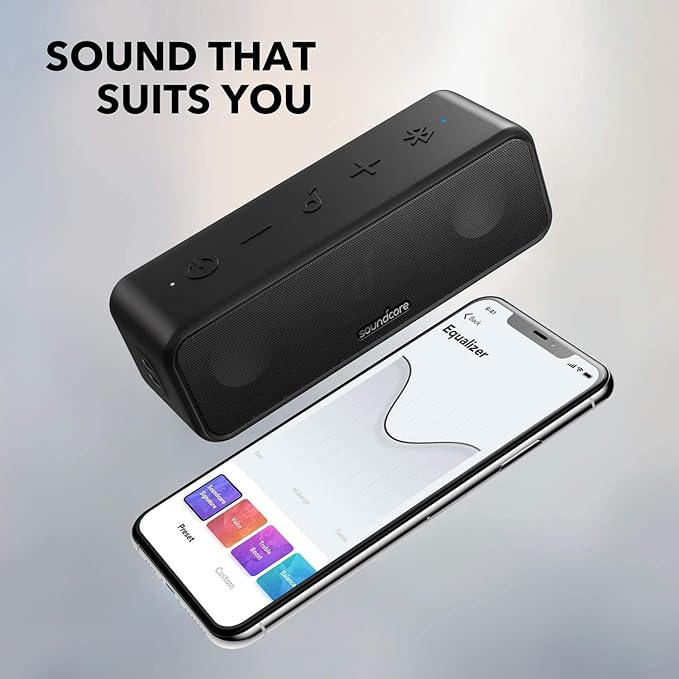 Soundcore Anker 3 Portable Bluetooth Speaker - Wireless, IPX7 Waterproof, 24H Playtime, Pure Titanium Diaphragm Drivers, PartyCast, BassUp, Custom EQ App - for Home, Shower, Outdoor, and Beach