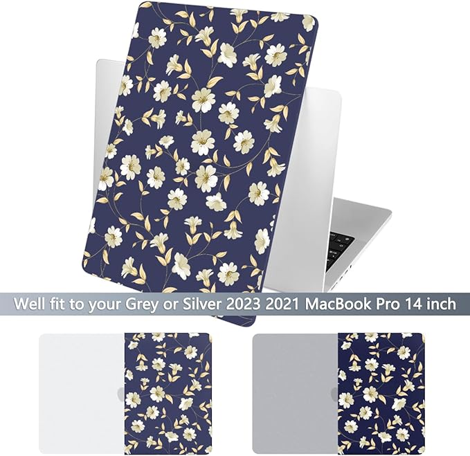 Batianda for MacBook Pro 14 Inch Case 2026-2021 Release M5 M4 M3 M2 M1 Pro/Max, 1.2mm Slim Graphic Hard Shell Cover with Keyboard Cover, Screen Protector 4-in-1 Bundle, Serene Flowers