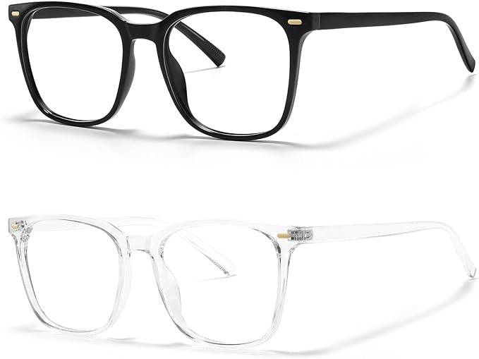 Oversized Square Blue Light Blocking Glasses for Women Men, Anti-Fatigue Computer Monitor Glasses Reduce Eye Strain