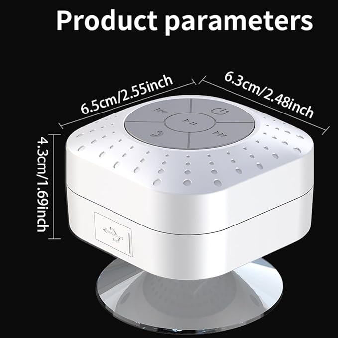 Densleonis Bluetooth Shower Speaker - Mini Wireless Water-Resistant Speaker with Suction Cup of Bathroom Speaker Small Gift for Kids, White