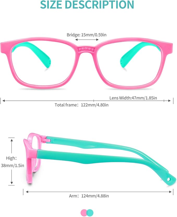 Okany Blue Light Glasses for Kids 3 Pack Anti Glare & Eye Strain Glasses Computer TV Phone Tablets UV Protection Glasses for Kids Boys Girls Age 3-12(Black + Transparent blue + Transparent)