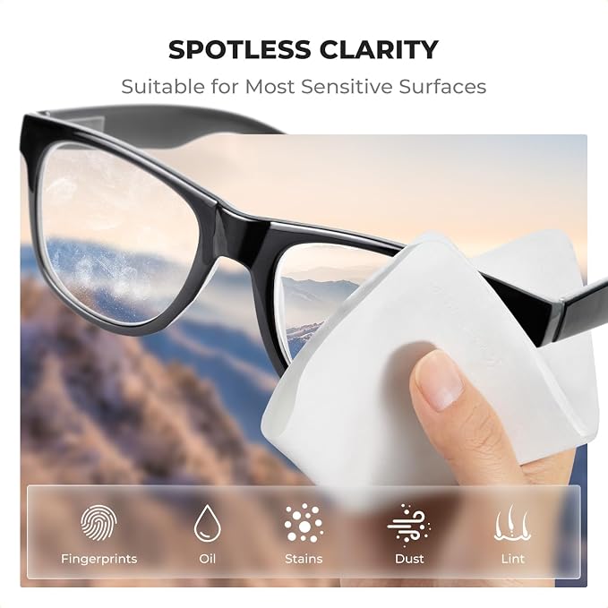 K&F CONCEPT 2 Pack Lens Cleaning Cloth | Microfiber Cleaning Cloth | Glasses Cleaning Cloths | Eyeglass Lens Cleaner | Eyeglasses, Camera Lens, VR/AR Headset, and Screen Cleaning | White & Grey - Image 2