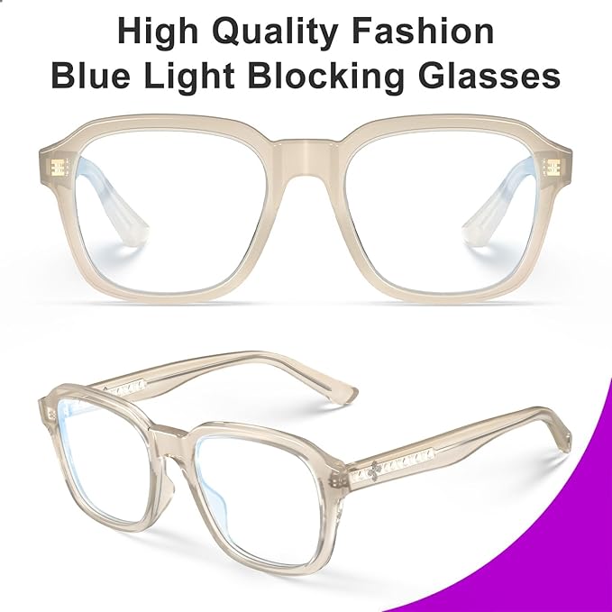 VISOONE Oversized Square Blue Light Blocking Glasses Fashion Computer Eyewear for Women and Men BENNETT