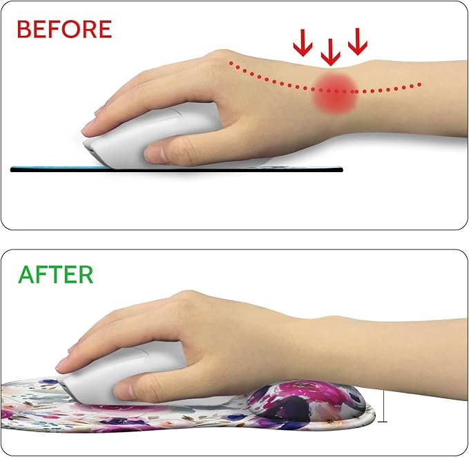 Blusabaca Mouse Pad with Wrist Rest, Floral Flower Ergonomic Mousepad Wrist Support for Desk, Gaming Mousepads for Wireless Mouse Computer Laptop Work Home Desk Accessories Office Supplies Decor