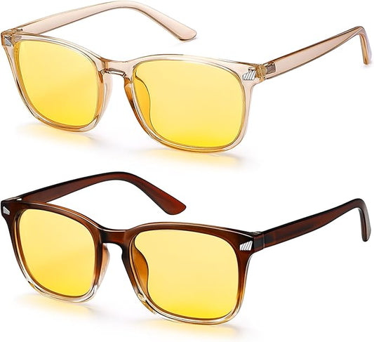 Polarized Sunglasses for Women Men, Night Driving Glasses Anti Glare Yellow Lens UV 400 for Day Night Use