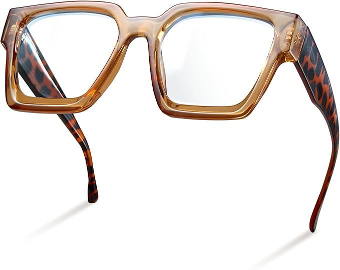 livho Oversized Eyewear Frame for Woman and Men - Rectangle Fashion Glasses for Computer, Chic Preppy Frame