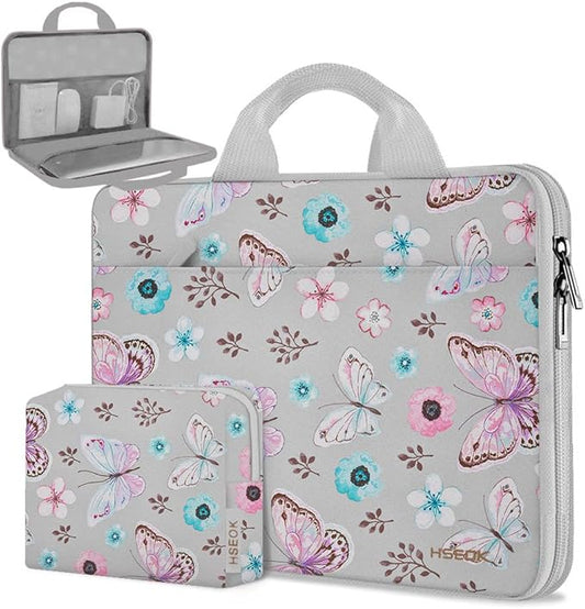Hseok 13 14 inch Laptop Case Sleeve with Small Case,TSA Computer Handbag Compatible with MacBook Neo/Pro 14 M5/M4/M3/M2/M1,All Models 13.3" MacBook Air/Pro,XPS 13/14,Most 13-14 Notebooks,Butterfly