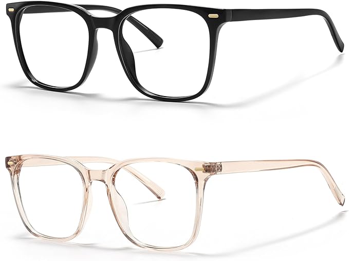 Oversized Square Blue Light Blocking Glasses for Women Men, Anti-Fatigue Computer Monitor Glasses Reduce Eye Strain