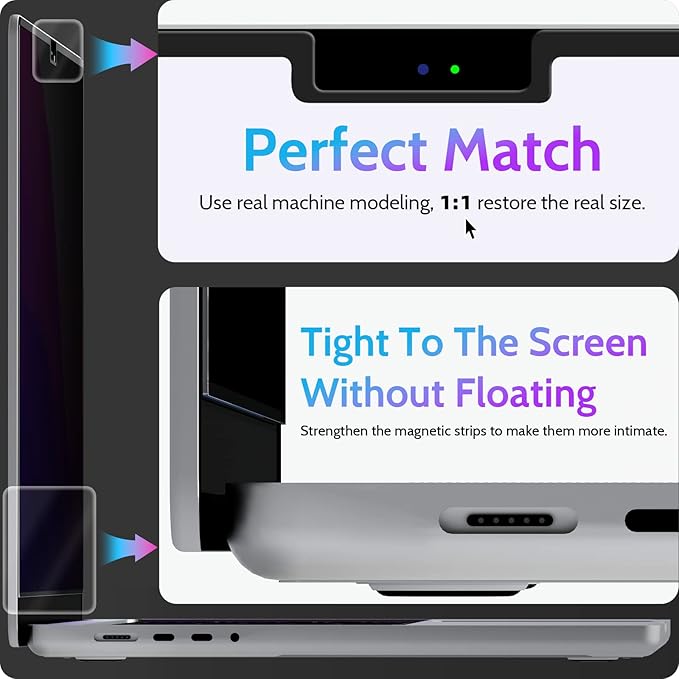 Peslv Magnetic Privacy Screen for MacBook Pro 16 Inch (2021-2026, M1, M2, M3, M4, M5), 16inch Removable Matte Anti Blue Light Glare Private Filter Protector for Mac Pro 16.2" Laptop