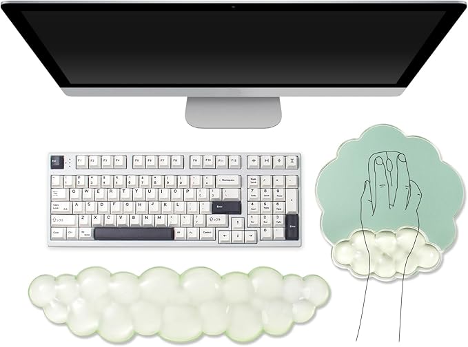 Cloud Wrist Rest and Cloud Mouse Pad for Keyboard and Mouse - Ergonomic Cloud Mouse Pad with Gel Wrist Support, Non-Slip Base Cute Office Accessories for/Desktop/Latop/Home/Gaming