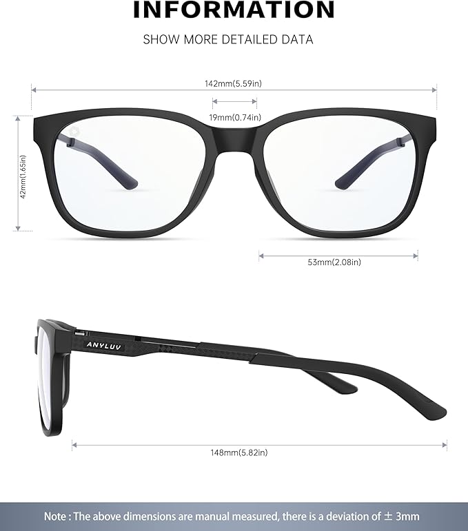 ANYLUV Blue Light Glasses for Men, Lightweight Computer Gaming Glasses, Stylish Anti Eyestrain Blue Light Blocking Men