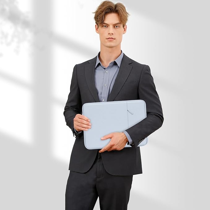 MOSISO Laptop Case 15 inch, 15 inch Laptop Sleeve Compatible with MacBook Air M5 A3448 M4 A3241 M3 A3114 M2 A2941 2026-2023, Dell XPS, Polyester Vertical Computer Sleeve Bag with Pocket, Baby Blue