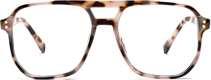 FEISEDY Blue Light Blocking Glasses Fake Nerd Clear Square Computer Lightweight Pilot Glasses Frame Oversized B2866