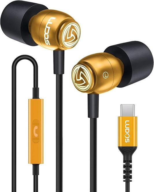 LUDOS Clamor USB C Headphones for iPhone 17 16 15 Pro Max Plus Air iPad Pro, 5 Years Warranty, USB-C Earbuds for Samsung Galaxy S26 S25 S24 S23 Ultra S22 S21 FE S20 A55 A54 A53, USB Type C Earphones