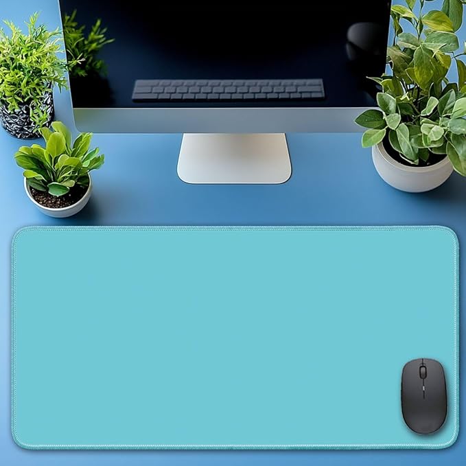 Large Mouse Pad, Non-Slip Desk Blotter, Office Desk Mat, Desk Pad Protector, Laptop Desk Pad, Desk Writing Pad for Office and Home, Cyan, 31x12 inch