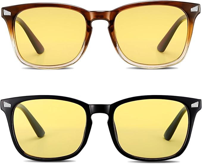 Polarized Sunglasses for Women Men, Night Driving Glasses Anti Glare Yellow Lens UV 400 for Day Night Use