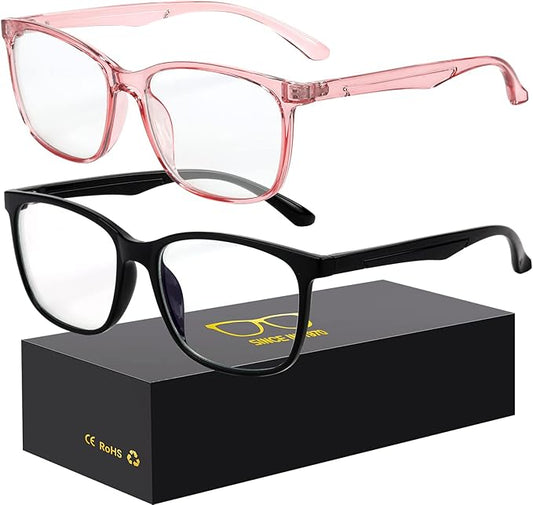 Oilway Blue-Light Blocking Glasses Computer Reading/Gaming/TV/Phones Glasses Fashion Anti Eyestrain Glasses for Women Men(B7 Black + Pink)